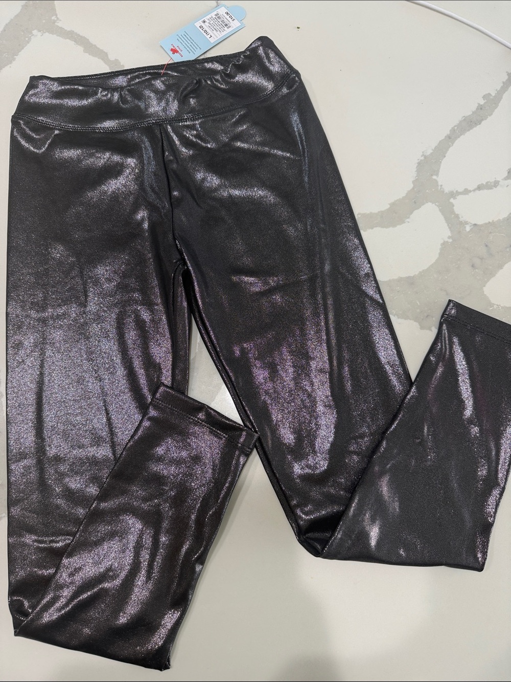 Cat & Jack Girls Metallic Plum-Black Shimmer Leggings